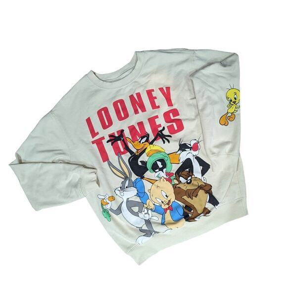 NWOT Looney Tunes Sweatshirt Cream Size S - Picture 2 of 5